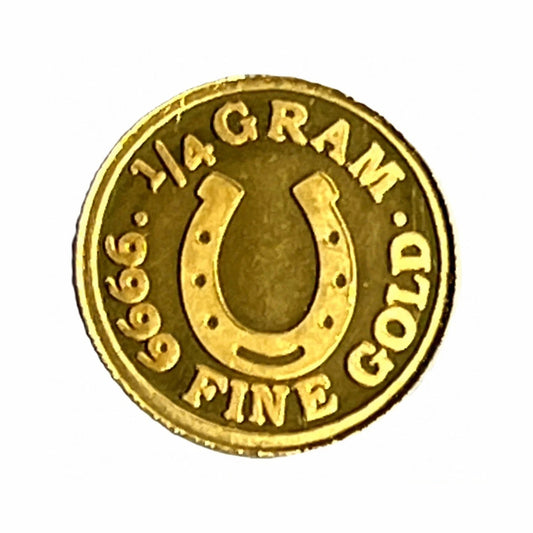 Altrukom Bullion 1/4 gram Monarch Lucky Horseshoe .9999 gold round, front design