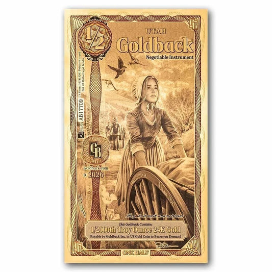 2026 Utah 1/2 Goldback Alpha Series — single-note front