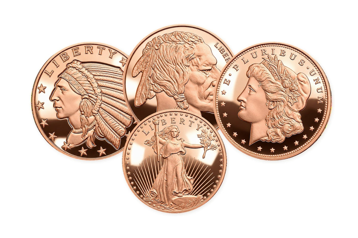 Shiny collectible copper rounds from Altrukom Bullion.