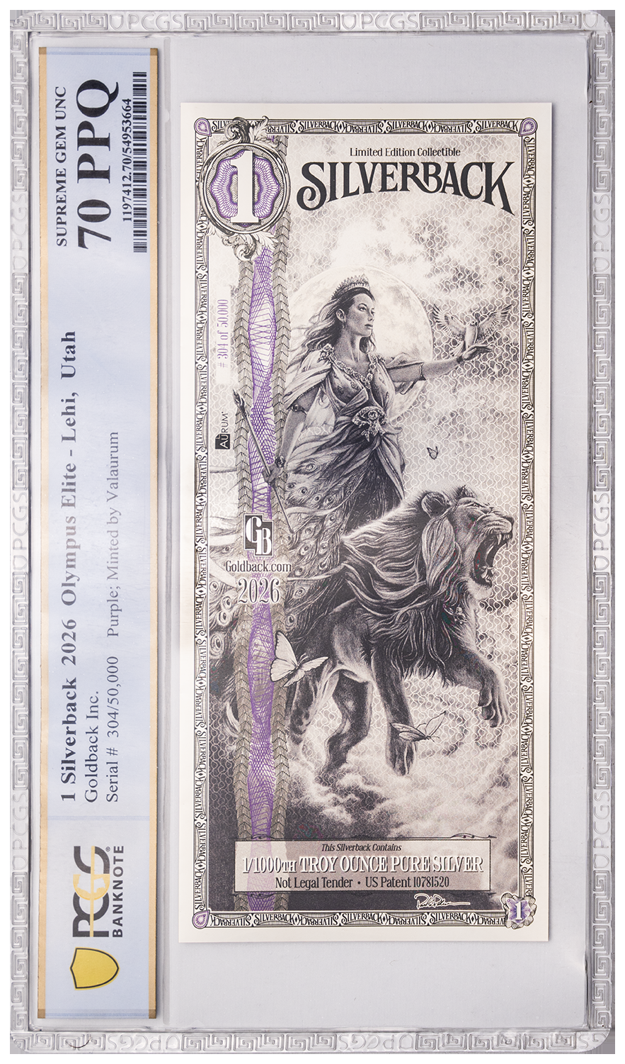 Graded Hera Elite Silverback in its original PCGS holder