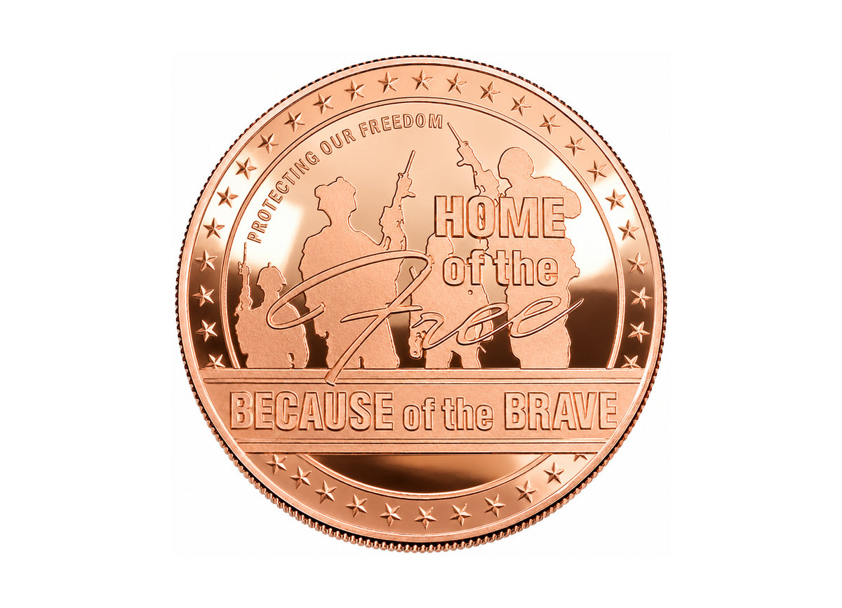 Home of the Free 1 oz Copper Round, front design — Altrukom Bullion