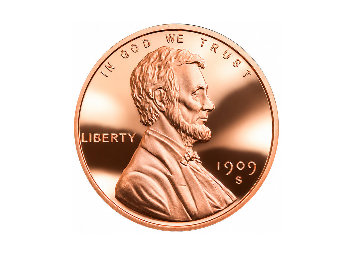 Lincoln Wheat Cent 1 oz Copper Round front obverse design, polished copper finish on a white background — Altrukom Bullion.