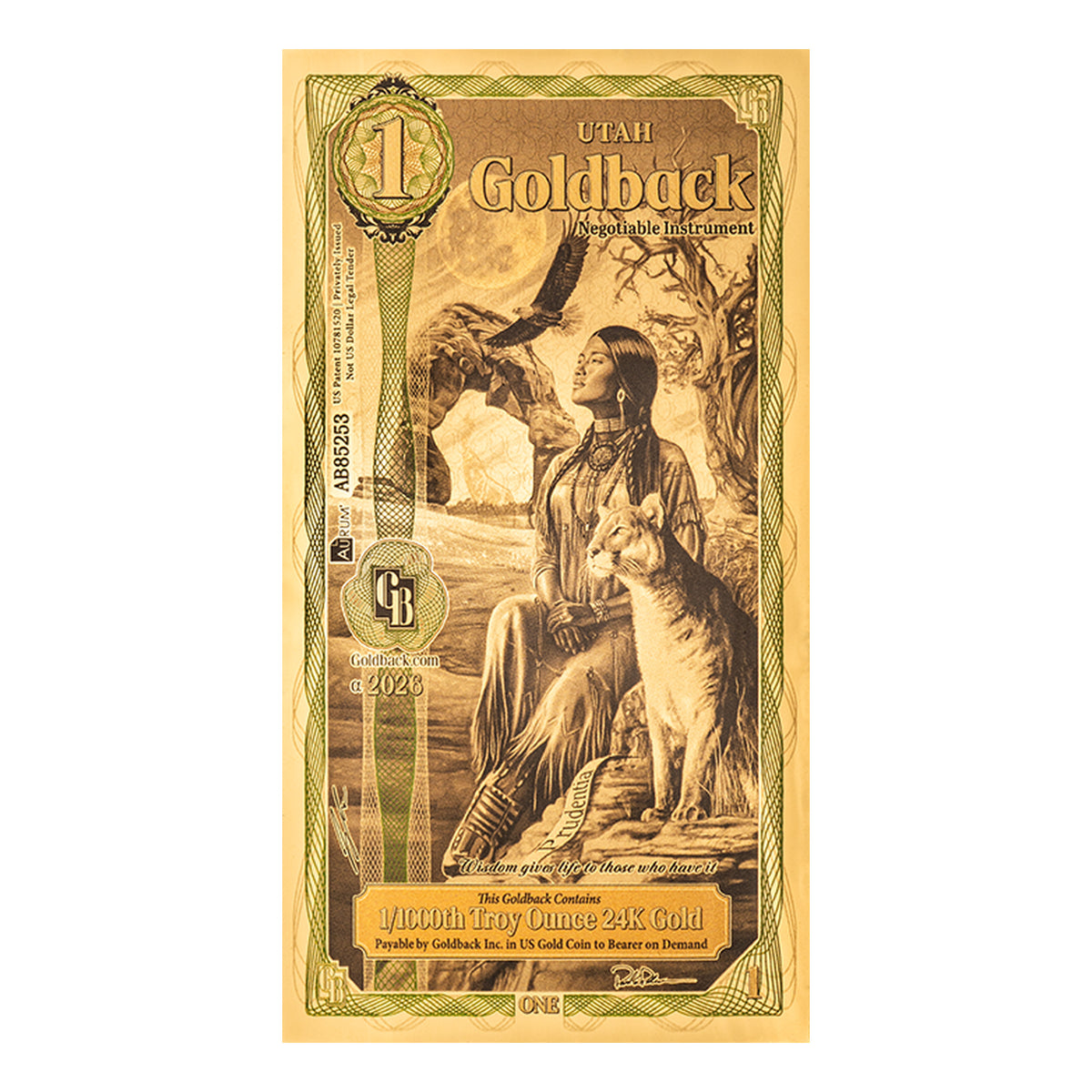 2026 Utah 1 Alpha Goldback — front