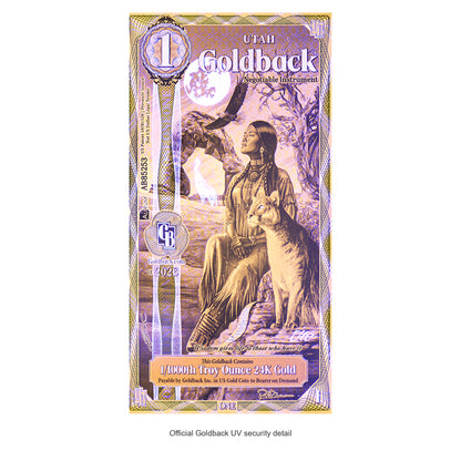 2026 Utah 1 Alpha Goldback — authentic UV detail