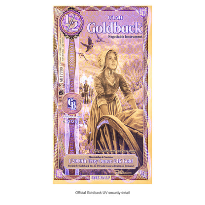 2026 Utah half Alpha Goldback — authentic UV detail