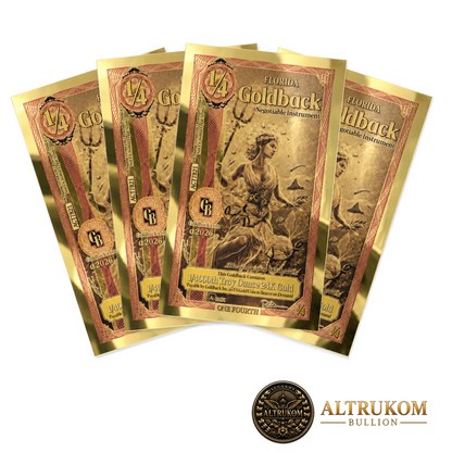 2026 Florida quarter Alpha Goldbacks — four-note fanned pack