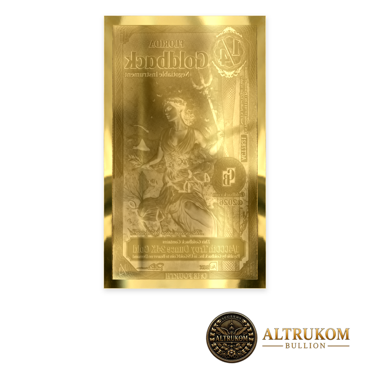 2026 Florida quarter Alpha Goldback — matching gold foil reverse