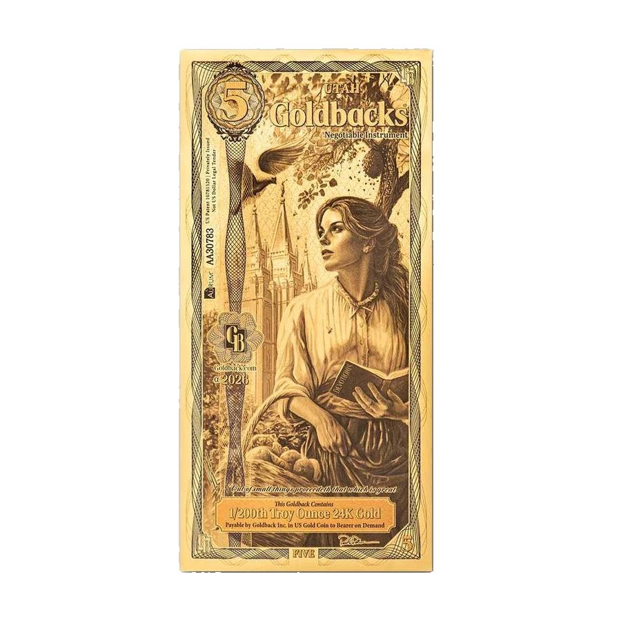 2026 Utah 5 Goldback Alpha Series — single-note front