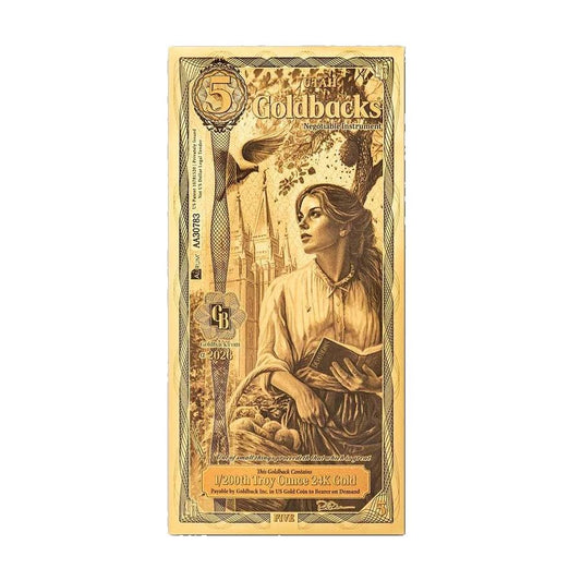 2026 Utah 5 Goldback Alpha Series — single-note front