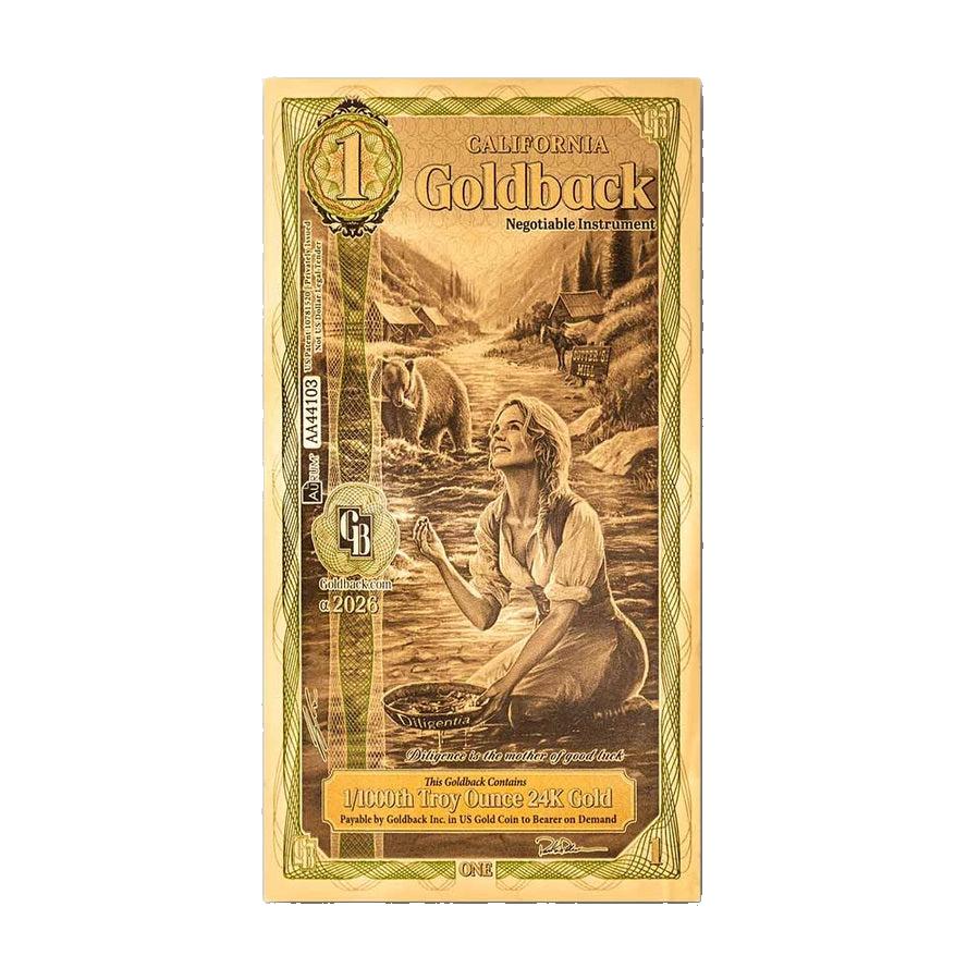2026 California 1 Goldback Alpha Series — alternate single-note front