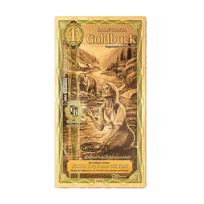 2026 California 1 Goldback Alpha Series — alternate single-note front