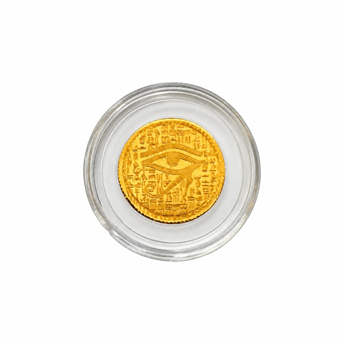 Altrukom Bullion 1/500 oz Monarch Eye of Ra .9999 gold round, detail view