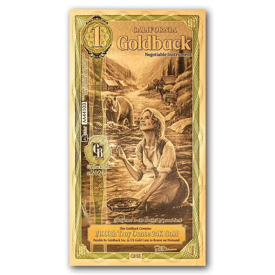 2026 California 1 Goldback Alpha Series — single-note front