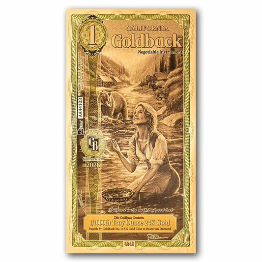 2026 California 1 Goldback Alpha Series — single-note front