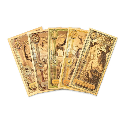 2026 Utah Goldback 5-Denomination Set 1/4 1/2 1 2 5 Alpha Series — pack front view