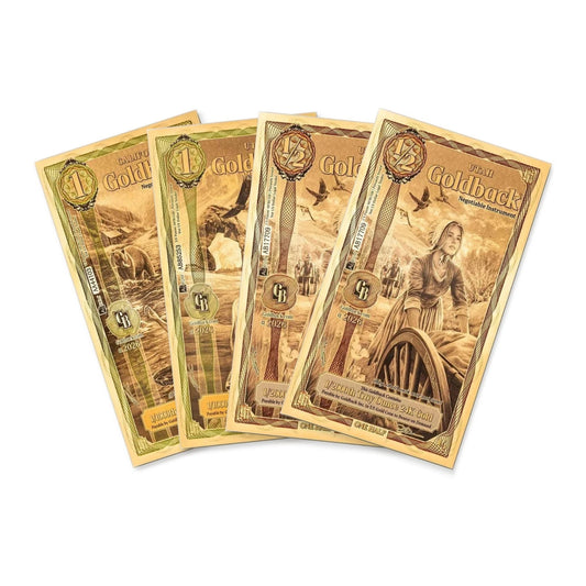 2026 Goldback Set: California 1 + Utah 1 + 2x Utah 1/2 - 4 Notes Alpha 24K Gold — pack front view