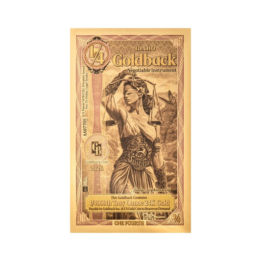 2026 Idaho 1/4 Goldback Non-Alpha Series — single-note front