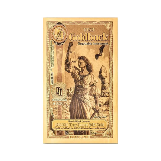 2026 Utah 1/4 Goldback Alpha Series — single-note front