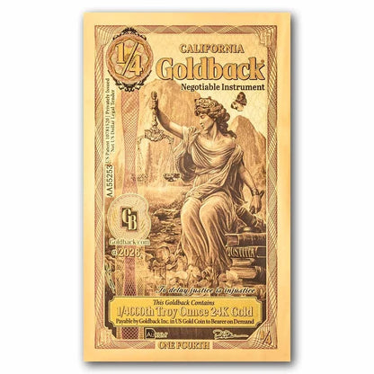 2026 California 1/4 Goldback Alpha Series — single-note front