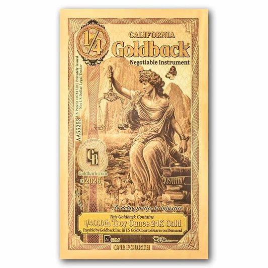 2026 California 1/4 Goldback Alpha Series — single-note front