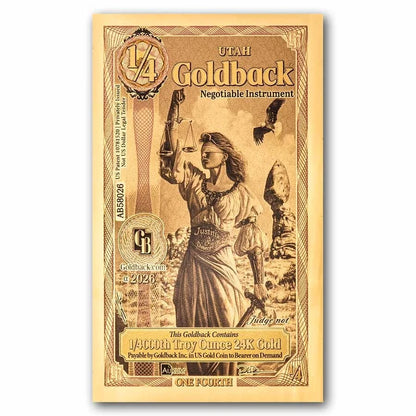 2026 Utah 1/4 Goldback Alpha Series — single-note front