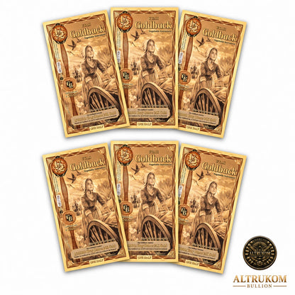 2026 Utah 1/2 Goldback 6-Pack Alpha Series 24K Gold Notes — pack front view
