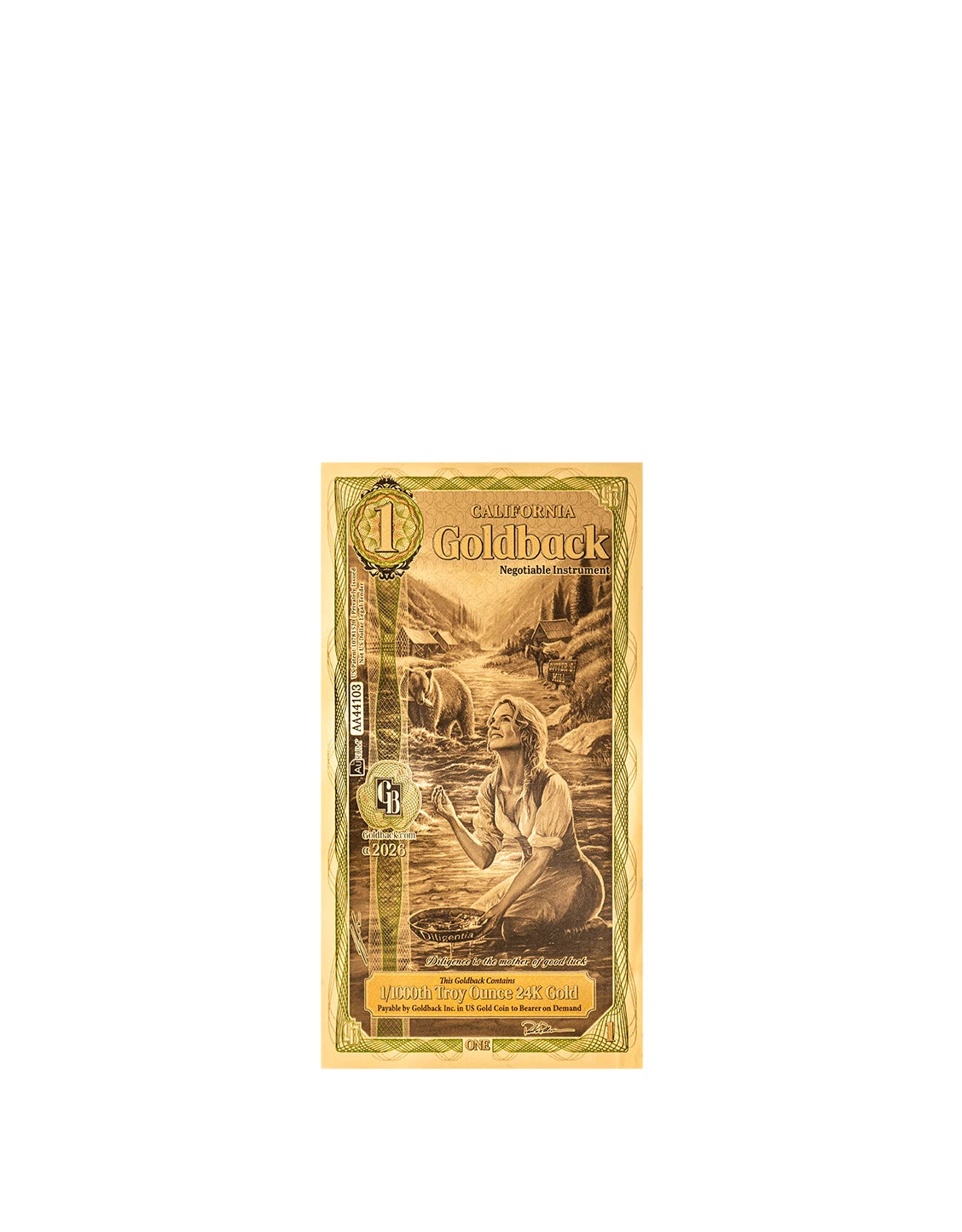 2026 California 1 Goldback Alpha Series — single-note front