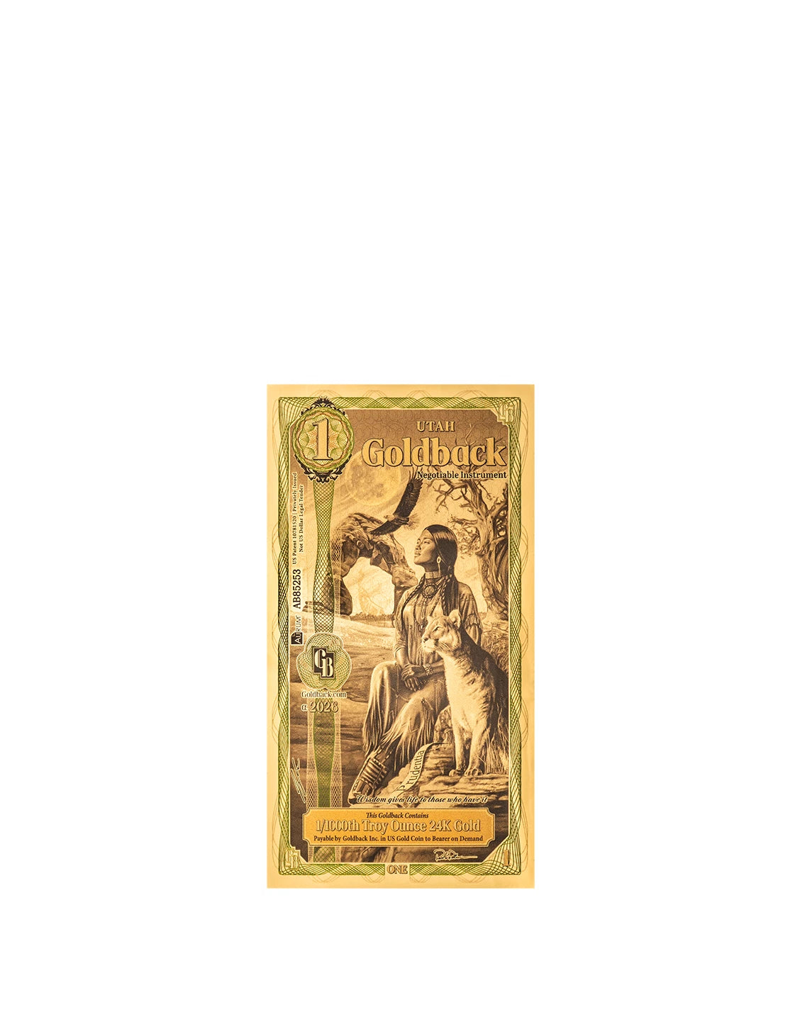 2026 Utah 1 Goldback Alpha Series — single-note front
