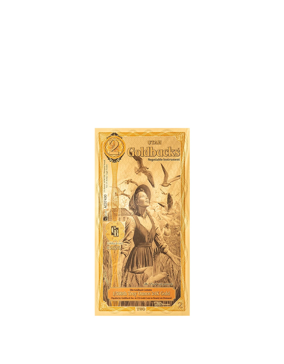 2026 Utah 2 Goldback Alpha Series — single-note front