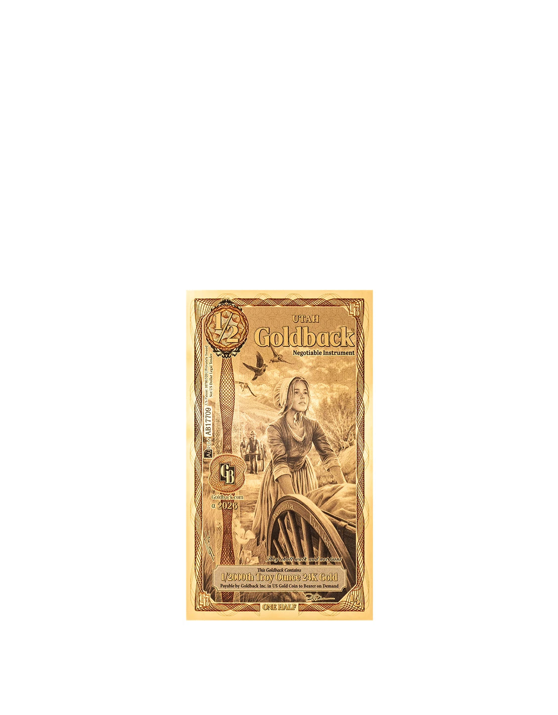 2026 Utah 1/2 Goldback Alpha Series — single-note front
