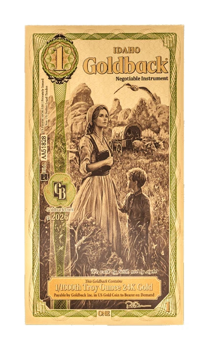 2026 Idaho 1 Goldback Alpha Series — single-note front