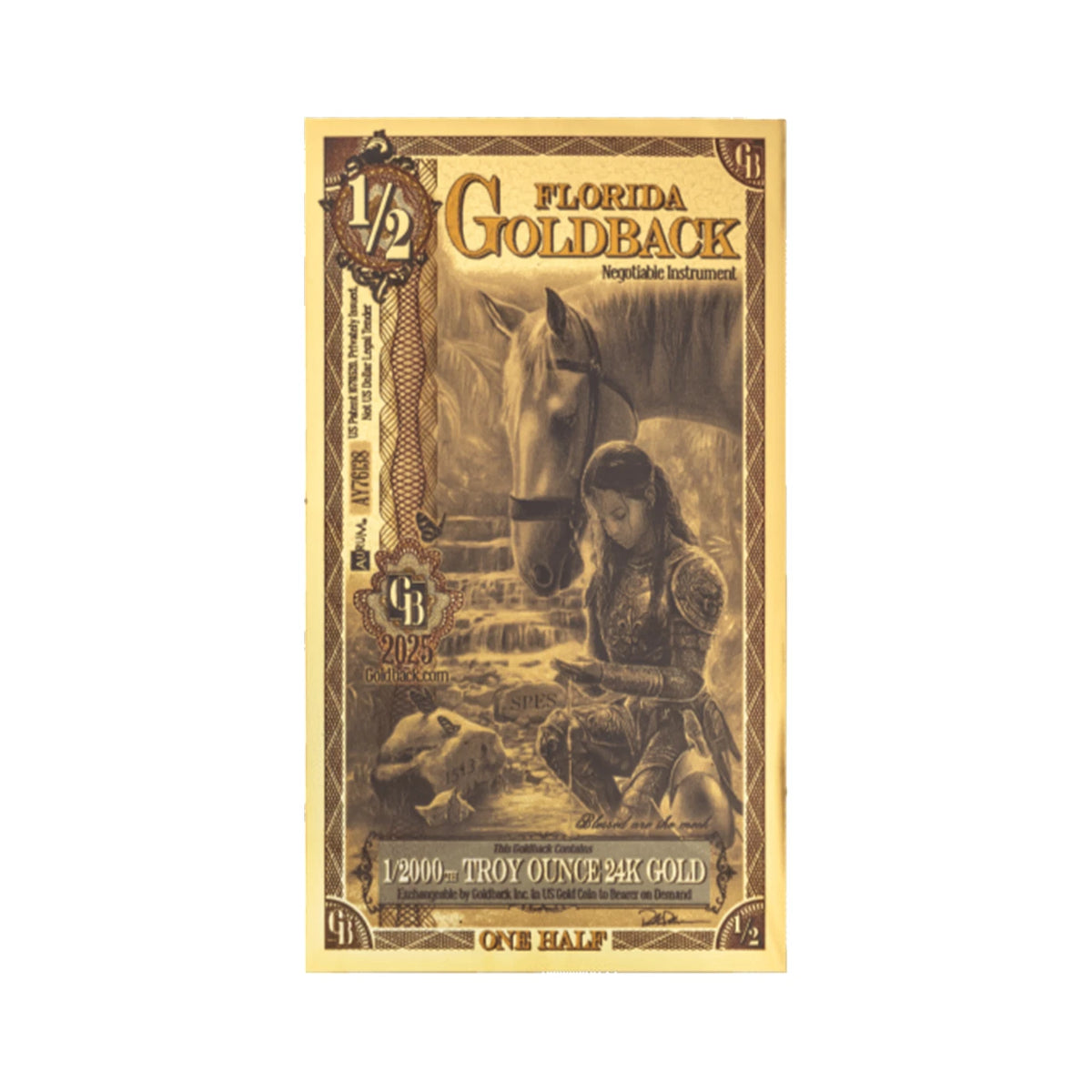 Florida 1/2 Goldback Non-Alpha Series — single-note front