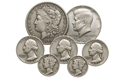 Republic 90% Silver Bullion Bundle at $100 featuring pre-1965 US silver coins by Altrukom.